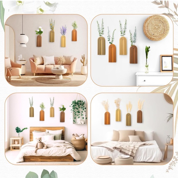 4 Pack Wood Wall Planter Indoor - Picture 5 of 5